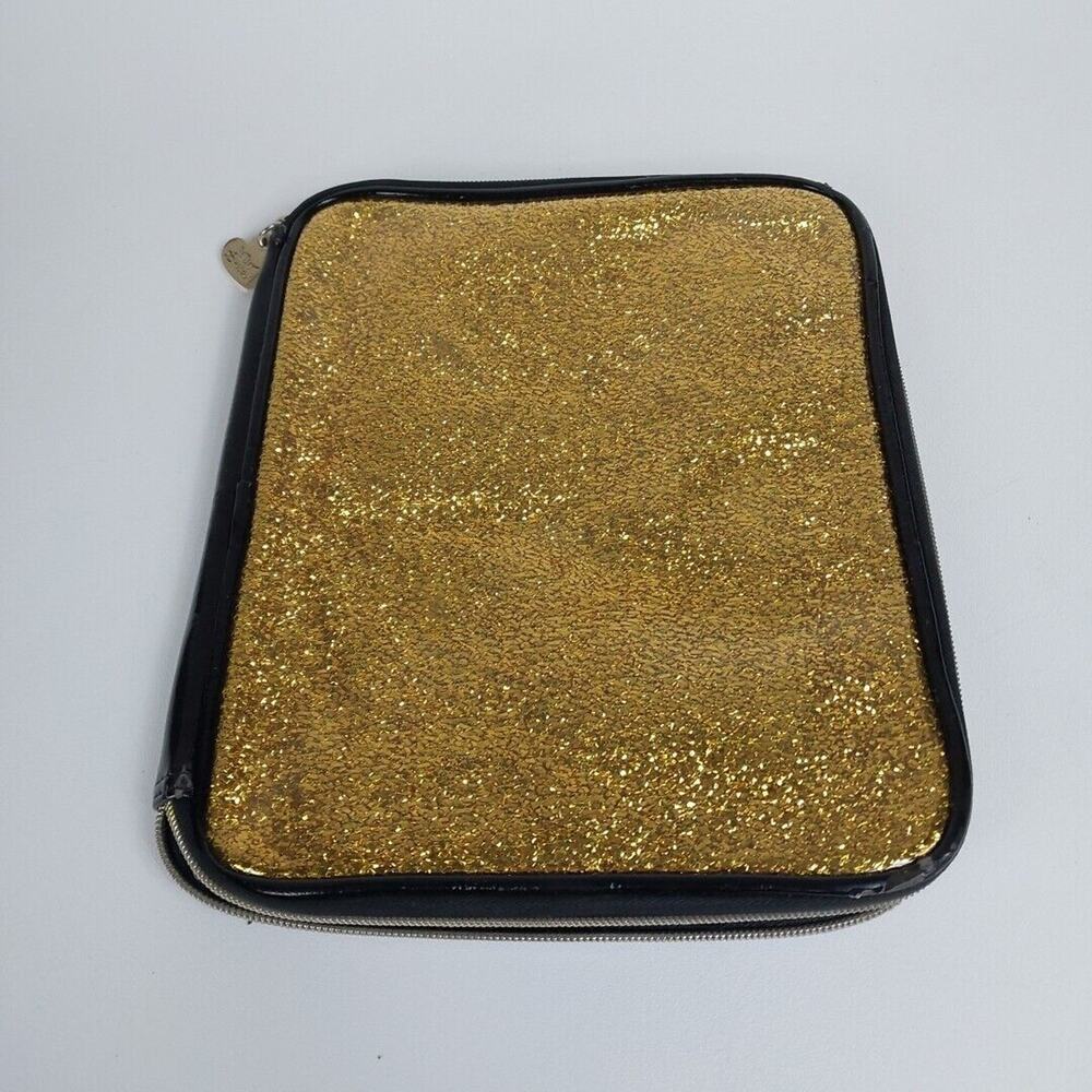 Betsey Johnson Gold Glitter Tablet Sleeve Case‎ Bag Notebook